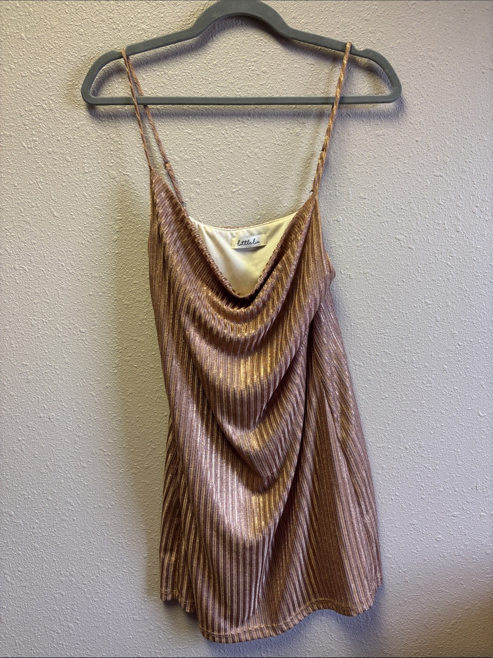 Metallic Rose Mini Slip Dress